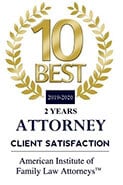 10 Best Attorney Client Satisfaction | 2019-2020 2 Years | American Institute of Family Law Attorneys